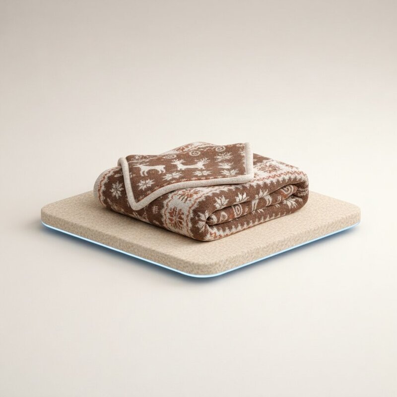 Плюшевый плед с новогодним узором