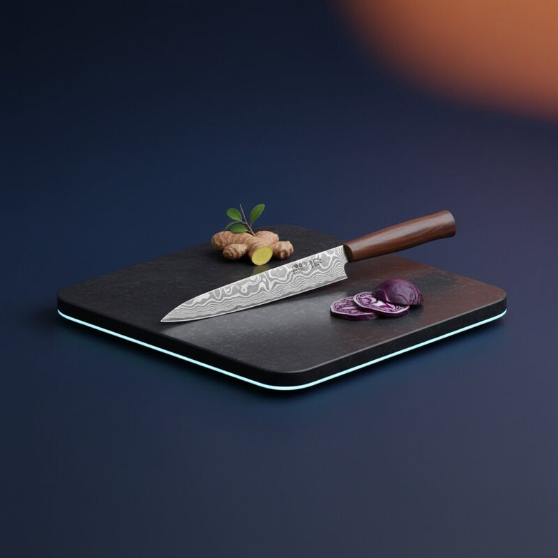 Японский шеф-нож из дамасской стали