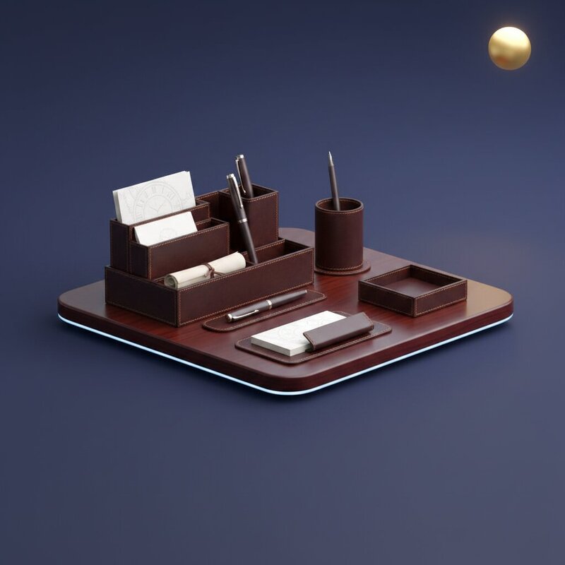 "Elegant" Leather Desk Organizer
