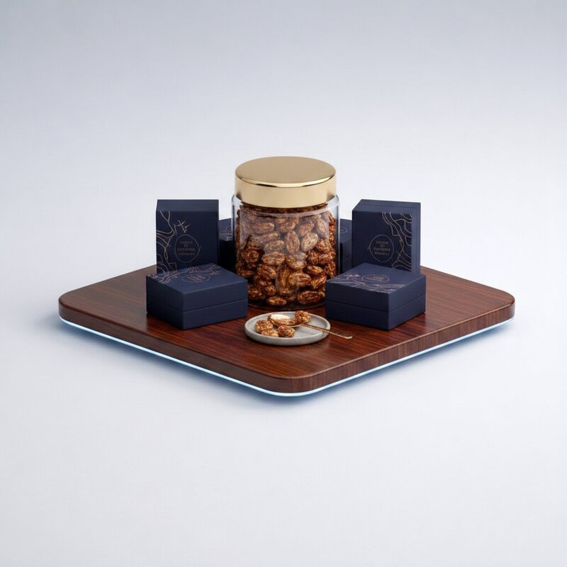 Granos de Cacao Caramelizados en Frasco