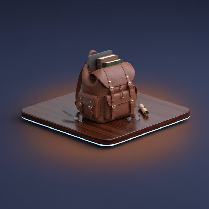 Leather backpack for books