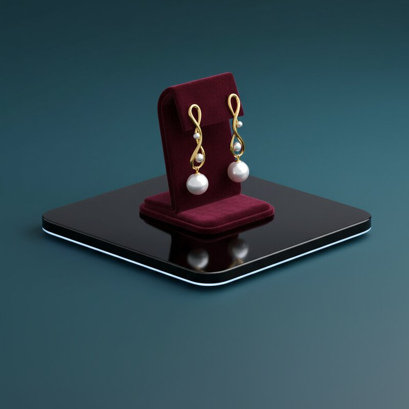 Gold Earrings with Pearls