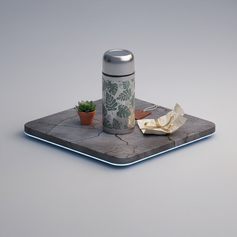 Термокружка с растительным узором